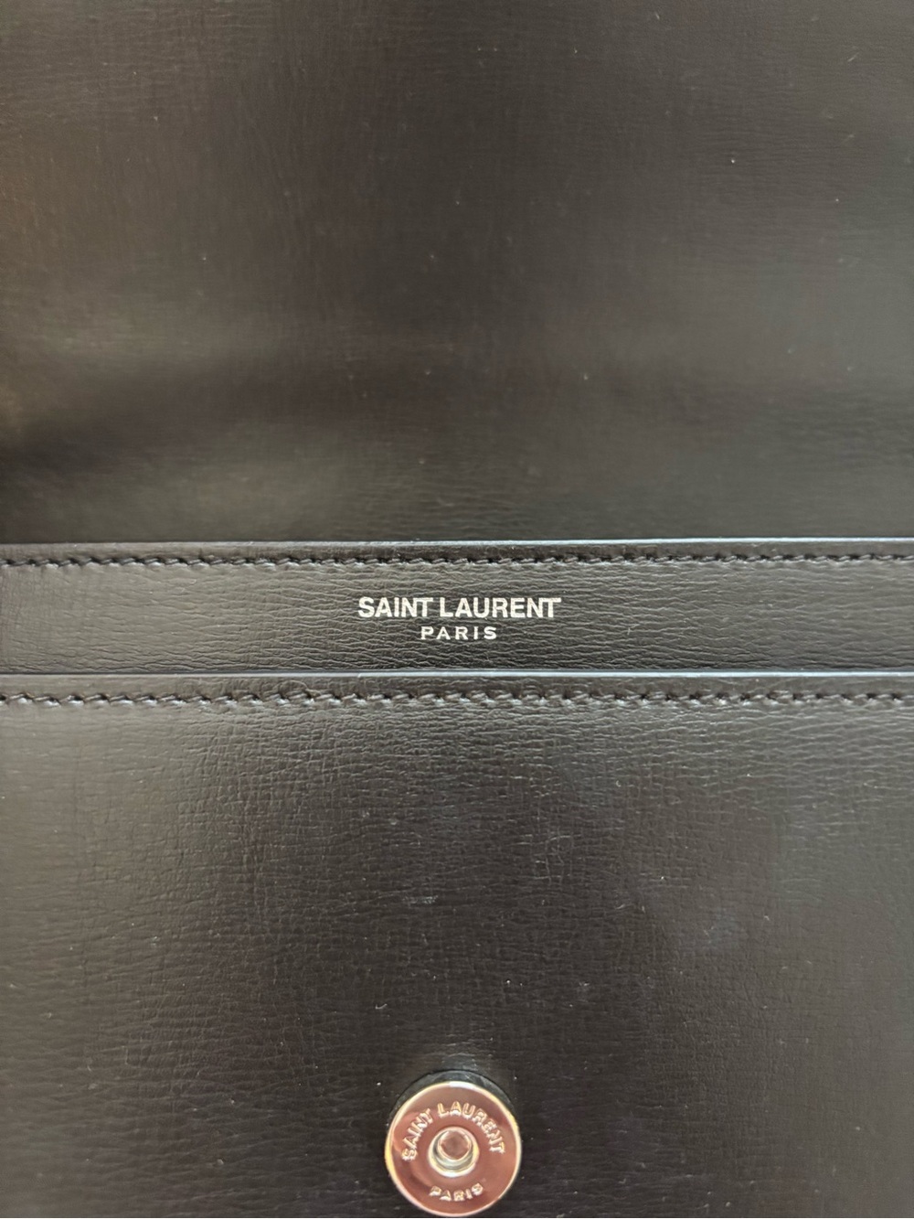 Saint Laurent Black Leather Shoulder Bag with Silver YSL Chain - Picture 10 of 12